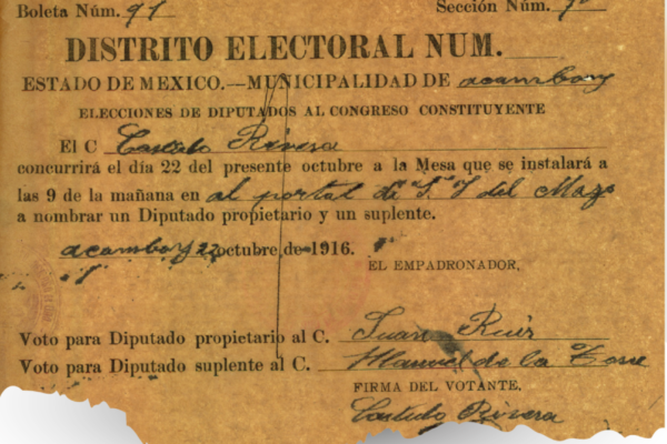 Archivo del PJEdomex conserva boleta electoral de 1916